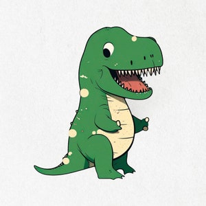 T-Rex Sticker, T-Rex, Tyrannosaurus Sticker, Dino&#39;s, Jurassic Park, Dinosaur Vinyl, Happy Dino, Cute Sticker | Vinylsticker 2&quot; x 2&quot; & 4&quot; x 4&quot;
