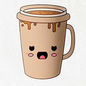 Coffee Sticker, Happy Coffee, Coffee, Coffee Vinyl, Smiling Coffee, Cute Decal, Water Bottle Stickers | Vinyl Sticker 2&quot; x 2&quot; & 4&quot; x