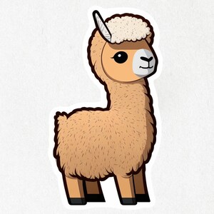 Llama, Llama Sticker, Llama Vinyl, Happy Llama, Cute Llama Decal, Water Bottle Stickers | Vinyl Sticker 2&quot; x 2&quot; & 4&quot;