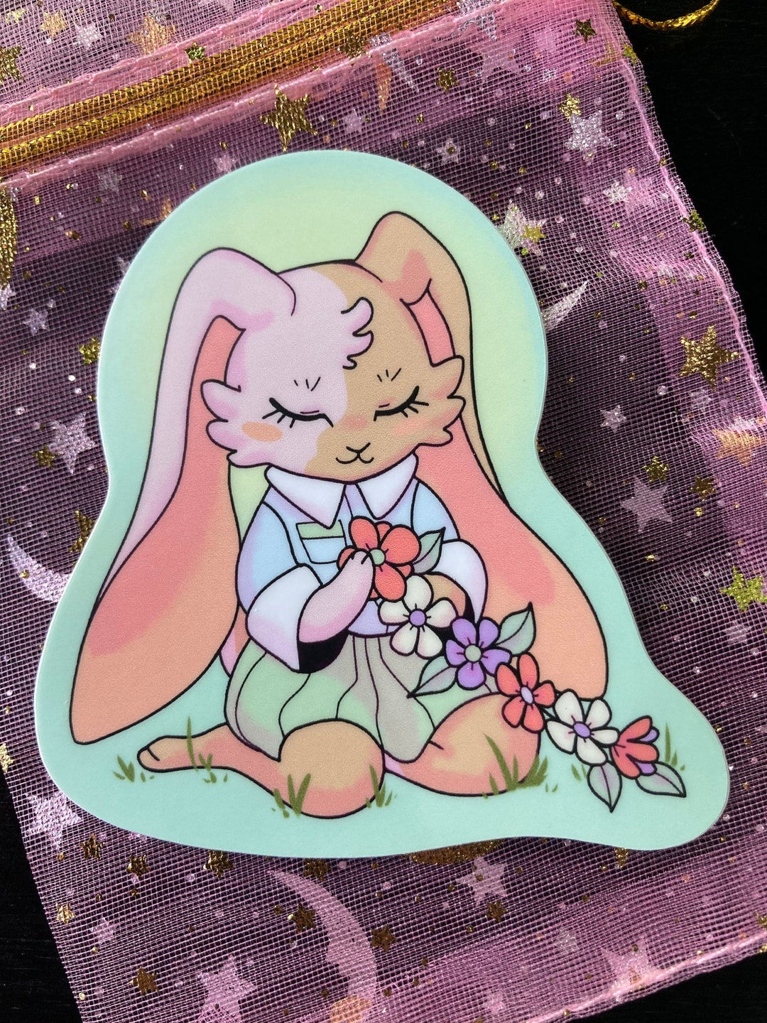 Flower Bunny Sticker - Etsy