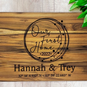 Personalized teak cutting board | First Home | New home gifts | Realtor gifts | Wedding gifts