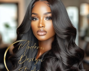 AI-Generated Black Beauty Stock Photo: Glamorous Hair Model