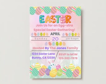 Editable Easter Invitation Template | Instant Download Party Flyer | Holiday Invite