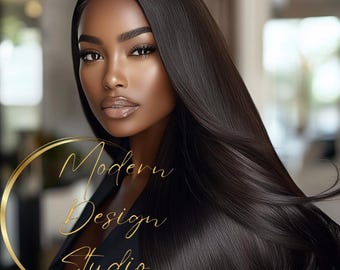 AI-Generated Black Hair Model Stock Photos: Beauty & Branding (10 Photos)