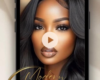 AI-Generated Hair Model Stock Video: Black Beauty, Luxurious Waves (MP4)