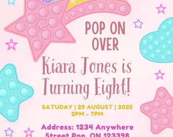 Editable Pop It Birthday Invitation Template | Instant Download Party Flyer | Kids Birthday Invite