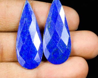 Excellent Top Quality Natural Lapis Lazuli Pair Faceted Pear Shape Loose Gemstone For Making Jewellery 26.60 Ct 36x14x3-35x14x4 MM AZ-259