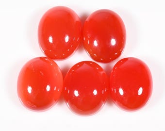 Natural Carnelian Agate Cabochon Lot - Oval Gemstone Jewelry Making (19.00 Ct)