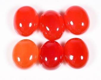 Oval Carnelian Agate Cabochon Lot: Jewelry Making (29.55 Ct 12x10x6-12x10x5 MM)