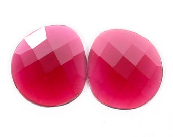 Rhodolite Garnet Gemstone Pair: 21.00 Ct, 21x19x2 MM