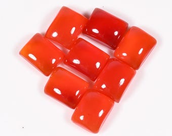 Natural Carnelian Agate Cabochon Lot: Rectangle Gemstone (10x8x4 MM, 26.45 Ct)