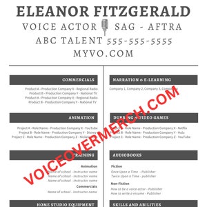 Voiceover Resume Canva Template - No Headshot
