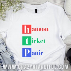 HTP Hanson Ticket Panic Tshirt shirt pour hommes femmes fans de Hanson Fansons