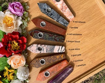 Handcrafted Gemstone Smoking Pipes - Quartz Pipe, Crystal Pipe, Smoke Bowl, Unique Smoke Pipe, Healing Crystal Gift Set Valentine's Day gift