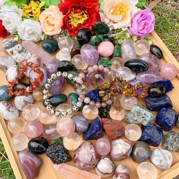 Natural Rare Ultimate Mystery Surprise Crystals Box Confetti Lucky Scoop Random Mineral Specimen Towers Tumbles Roughs Spheres Crystal Gifts