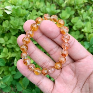 10mm Fire Quartz Bracelet, Red Hematoid Quartz Bracelet, Fire Quartz Beaded Bracelet, Hematoid Fire Quartz Bracelets, Red Quartz Bracelets