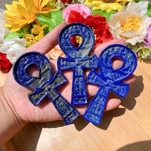 Lapis Lazuli Ankh, Hand Carved Ankh, Blue Crystal Ankh, Home Decor, Healing Crystal Carving Life Key, Energy Crystals, Gifts Halloween Gift