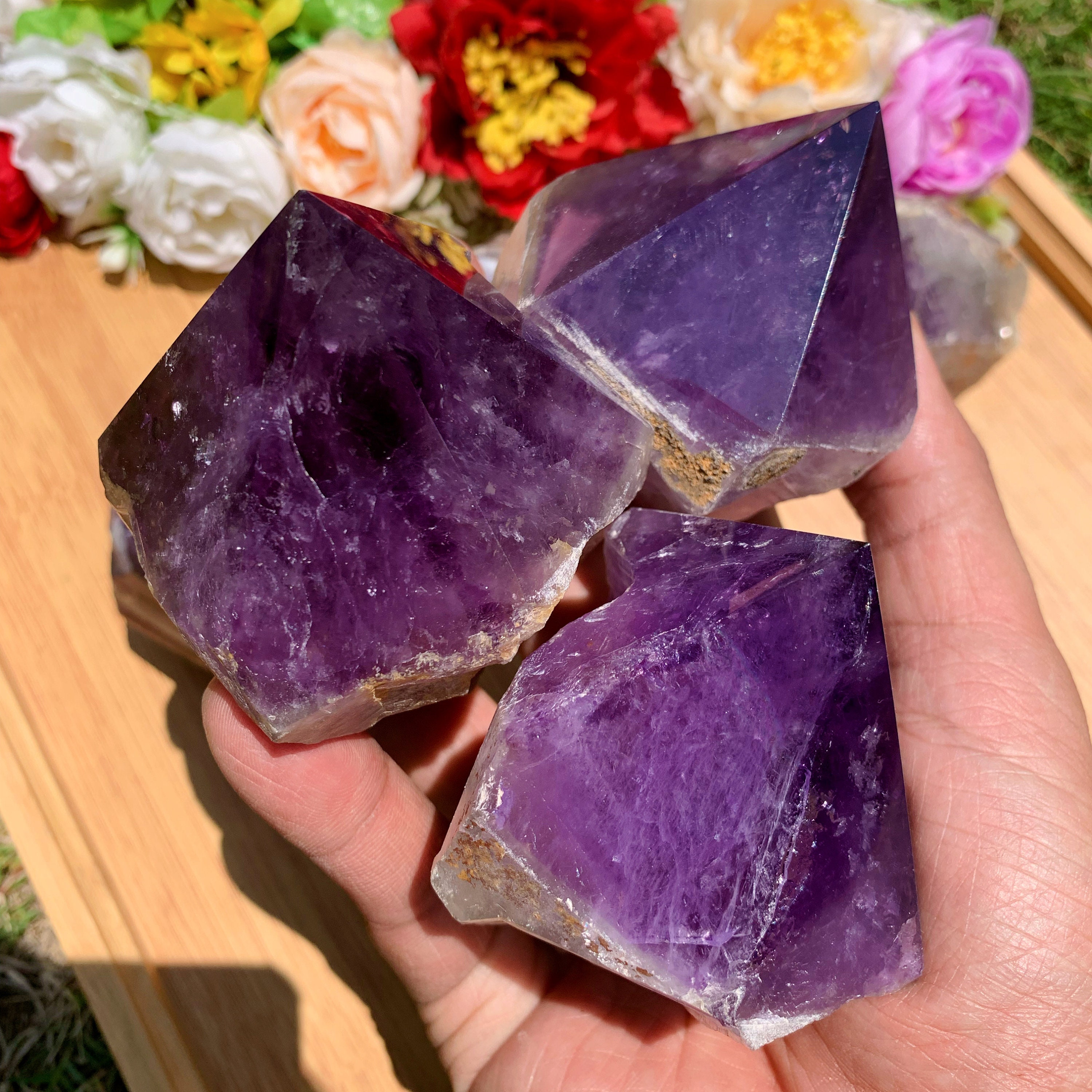1pc natural polished raw amethyst cut purple crystal quartz points towers crystal gifts, Halloween Gift