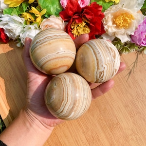 6 cm+ Honey Dendritic Orange Calcite Sphere, Polished Orange Calcite Ball, Crystal Spheres, Crystal Healing, Crystal Specimen Halloween Gift