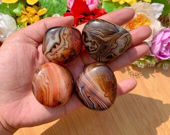 NEW Sardonyx Palm Stone Mini Crystal Palm Stone Root Chakra Stone Prosperity Stone Banded Sardonyx Tumbled Stone, Halloween Gift