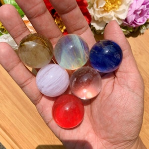 MIX Colorful Smelting Quartz Spheres, Crystal Ball, Crystal Sphere, Crystal Spheres, Witchy, Crystal Spheres, Orbs, Crystals,Random 6pcs