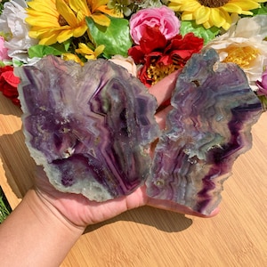 Raw Colorful Fluorite Crystal Slab, Rainbow Fluorite Plate, Dish, Healing Crystals Stones Crystal Decor Crystal Gifts Crystal Grid