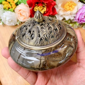 Picture Jasper Censer, Crystal Censer, Picture Jasper Censer, Handmade Crystal Censer, Healing Crystal, Home Decor, Chakra Crystal