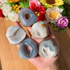 1 unidad de geoda pulida natural, ágata druzy, piedra de cuarzo, puntos de torre, cristal tallado, decoración del hogar, chakra curativo, energía, cristal, regalos para mamá