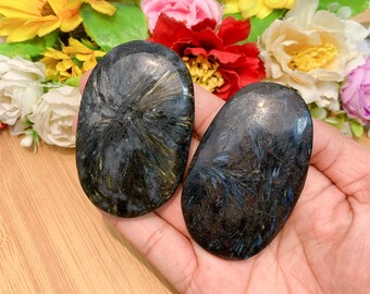 Astrophyllite Polished Palm Stone, Arfvedsonite Worry Stone, Healing Crystal for Home Decor, Perfect Housewarming Gift for Her