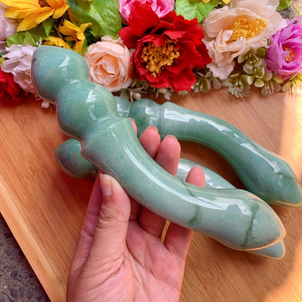 1PC Large Green Aventurine Curved Crystal Wand Dildo, Aventurine Yoni Wand, Crystal Dildo, Goddess Wand, Massage Wand Sex Toy, Pleasure Wand