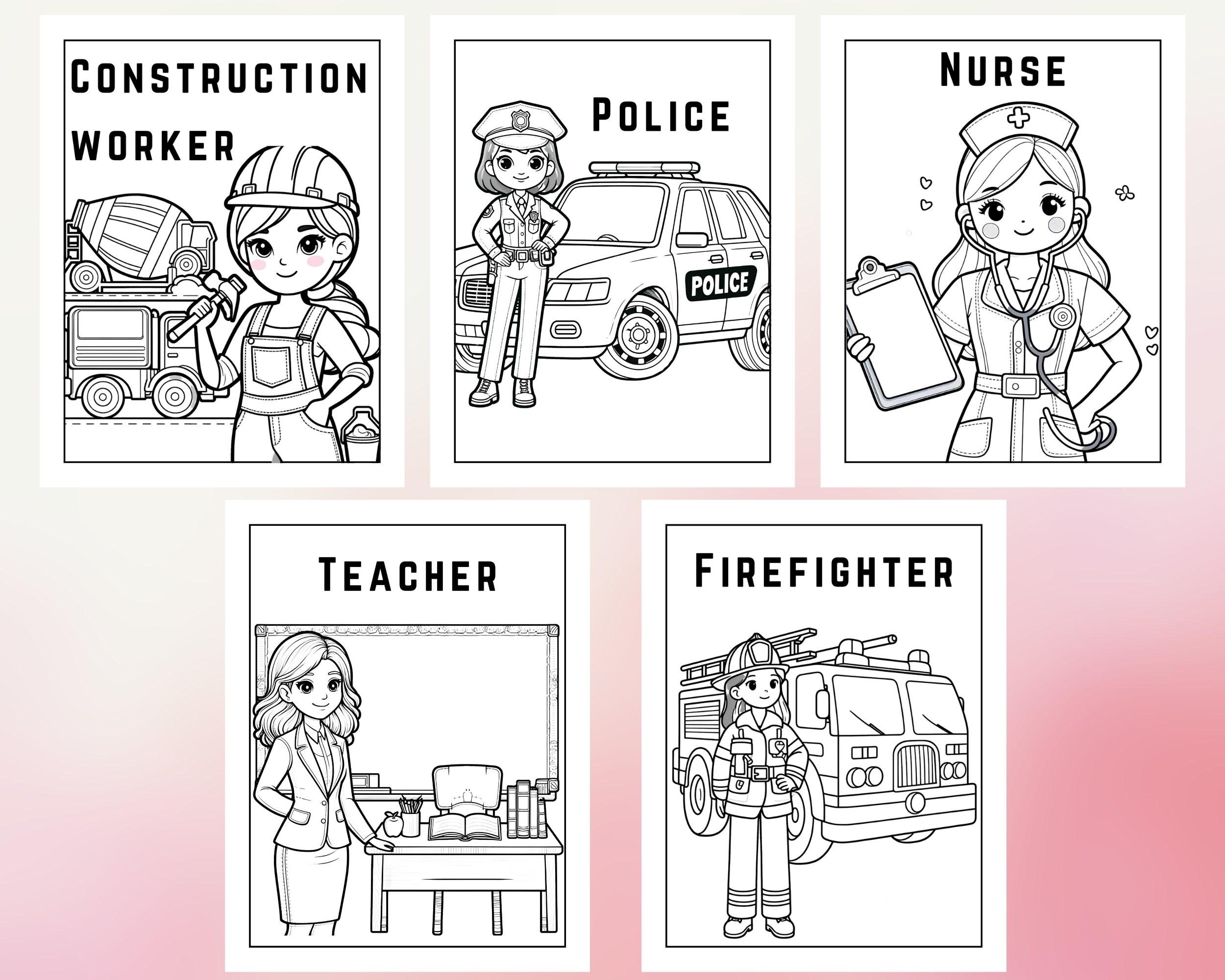 Community Helpers Coloring Pages for Kids Ages 7-10 Printable PDF ...