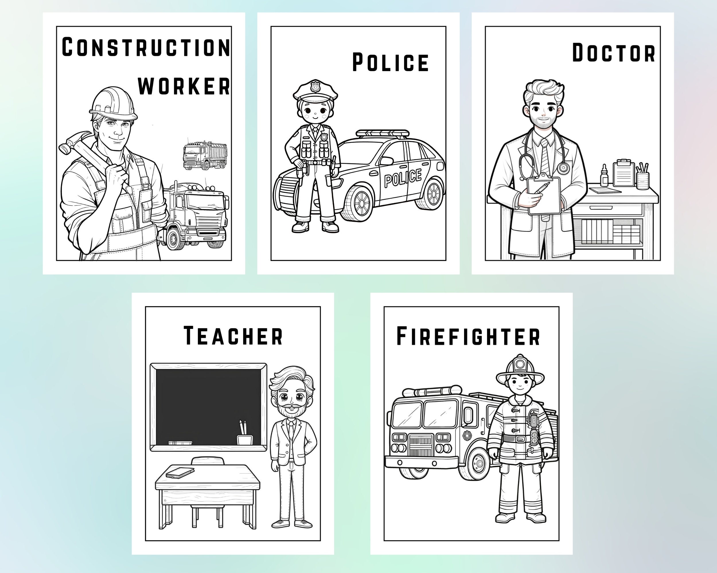 Community Helpers Coloring Pages for Kids Ages 7-10 Printable PDF ...