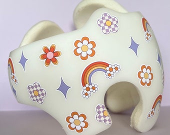 Groovy Flower Rainbow Baby Helmet Decals: Cranial/Doc Band Stickers