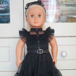 Handmade  5Pcs Wednesday Cosplay Halloween Party Dress for 18 Inch Dolls to fit 18-Inch Girl Dolls Dress similar size 18 Inch Doll