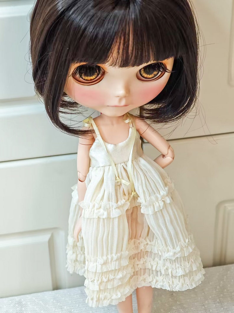 Handmade Blythe Doll Clothes White Halter Dress Wedding Dress Neo Blythe OB22, OB24 image 2