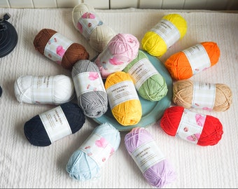 Hilo de algodón de leche vibrante de 4 cabos - Madeja de 50 g, 41 colores impresionantes para crochet, tejido y amigurumi
