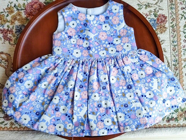 Summer Dress peach blossom and cat 18 Doll Clothes handmade to fit 18-Inch Girl Dolls Dress similar size 18 Inch Doll image 4