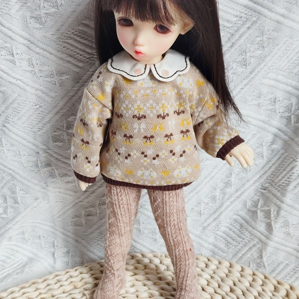 YOSD doll clothes Sweater pantyhose 2Pcs suit  1/6 BJD SD doll  clothes Cute lovely Long sleeve tops Sweater doll gift