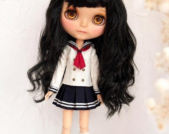 Blythe OB22 OB24 Doll Clothes, Japanese Sailor School Uniform Handmade Outfit Set