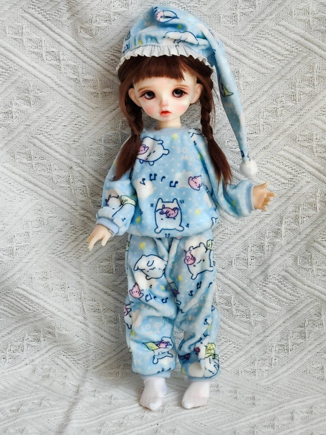 1/4 BJD MSD Doll Clothes Sleepwear Pajamas Night Wear 3pcs Suit 