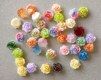 6mm Mini Resin Rose Flowers 20Pcs Flatback Cabochon for Doll Clothes Sewing Applique Craft