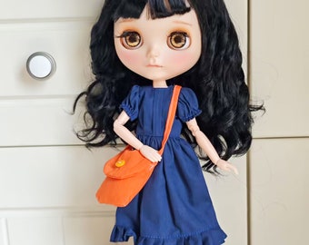 Handmade Blythe Doll Clothes Blue Dress Kiki Costume  for Neo Blythe OB22, OB24