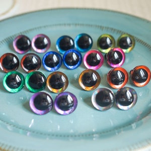 Black Safety Eyes Sample Pack 4mm, 4.5mm, 5mm, 6mm, 7mm, 8mm, 9mm, 10.5mm,  12mm, 15mm 5 Pairs Each for Amigurumi, Dolls 