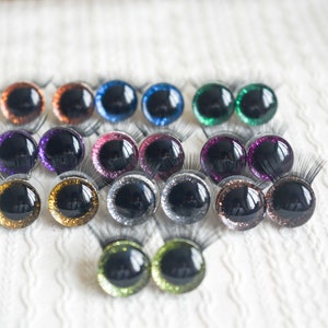 Cartoon 3D Glitter Pluche Amigurumi Veiligheidsogen met verwijderbare wimpers en ringen (12mm 14mm/16mm/18mm/20mm/25mm/30mm/35mm 044