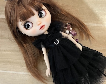 Handmade Blythe Doll Clothes  Wednesday Cosplay Halloween Party Dress Neo Blythe OB22, OB24