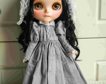 Handmade Vintage Gray Ballgown Dress for Blythe Dolls (Neo Blythe OB22, OB24)