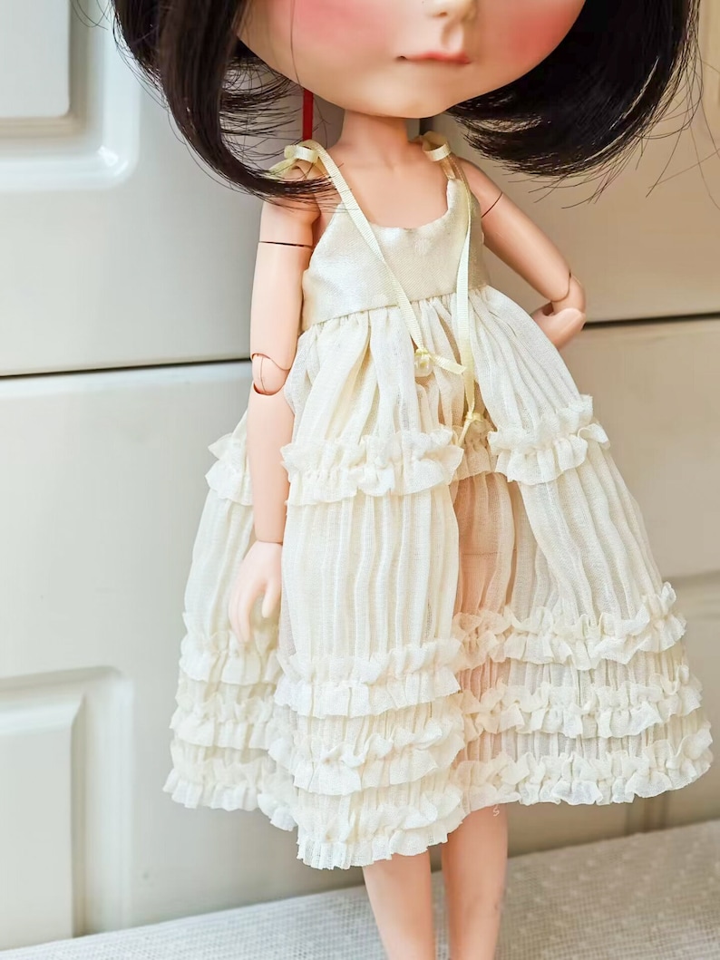 Handmade Blythe Doll Clothes White Halter Dress Wedding Dress Neo Blythe OB22, OB24 image 5