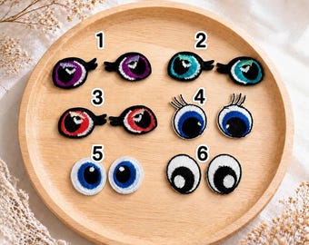 Embroidered Amigurumi Eyes & Noses, Kawaii Face Patches for Plush Dolls