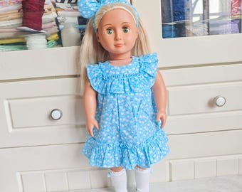 Handmade 18-Inch Doll Dress Set: Floral Bloomer Outfit, Shoes