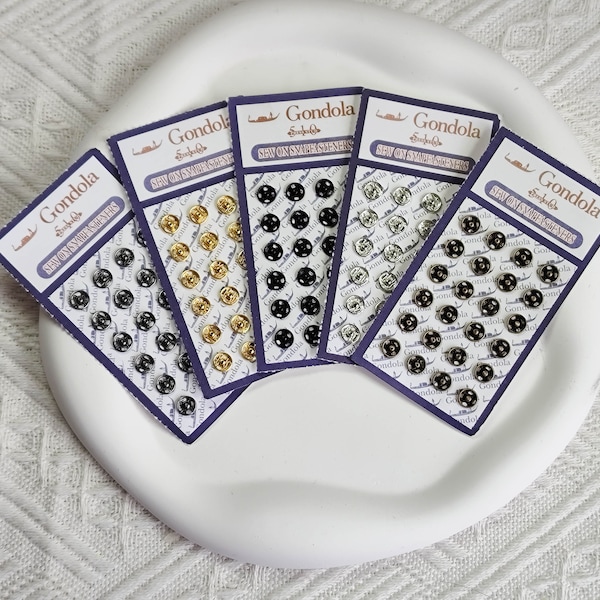 48 Pairs  two cards 6mm Mini Brass Metal Snaps, 5 Colors, Doll Clothes Buttons, Perfect for BJD and other dolls